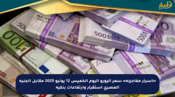 «أسرار مفاجئة» سعر اليورو اليوم الخميس 12 يونيو 2025 مقابل الجنيه المصري استقرار وارتفاعات بنكية